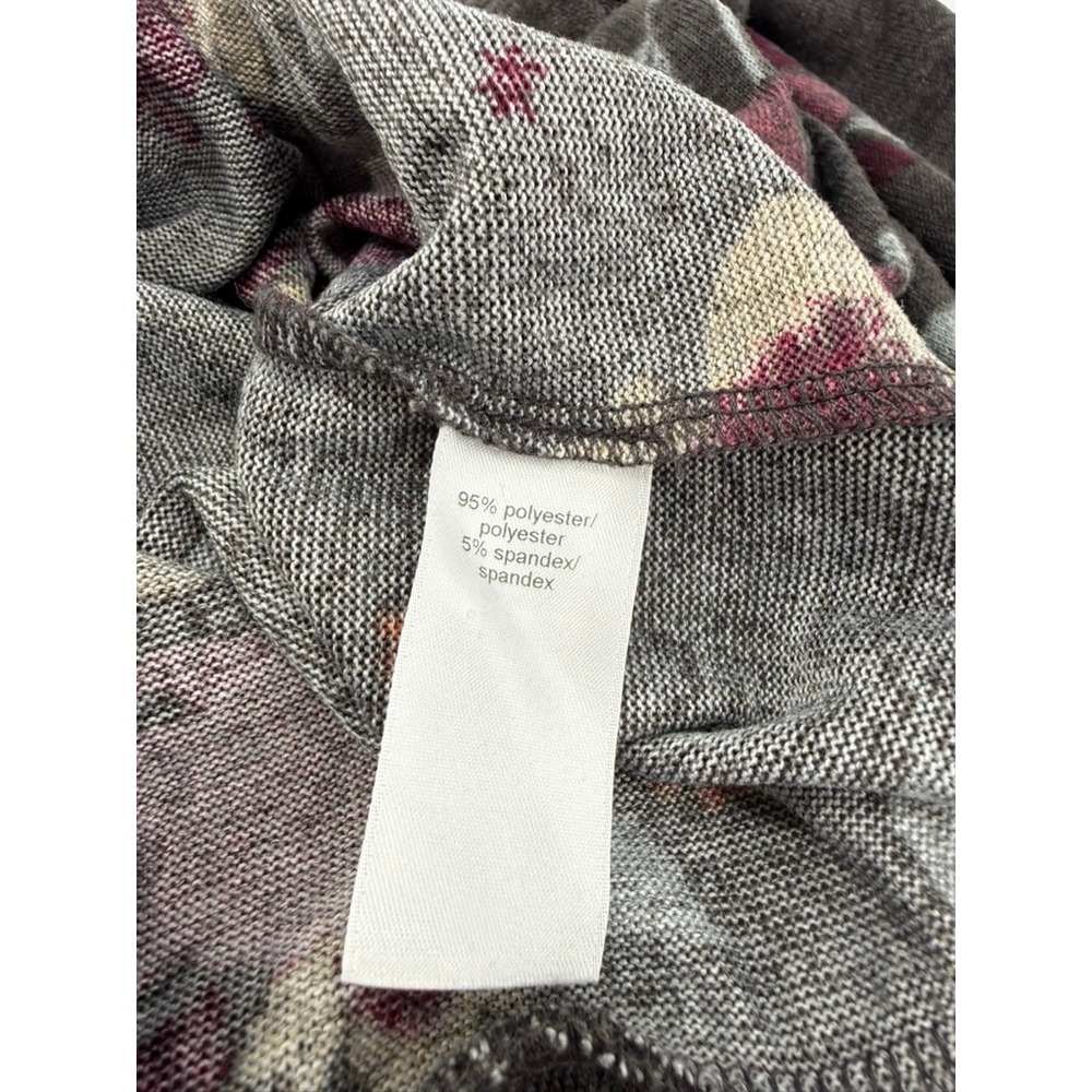 Maurices Floral Knit Top Womens 2X Plus Gray Burgundy Feminine Boho Long Sleeve - Picture 9 of 9